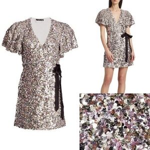 ROTATE BIRGER CHRISTENSEN Frida Sequin Wrap Dress Beyoncé Style New Size 2 US